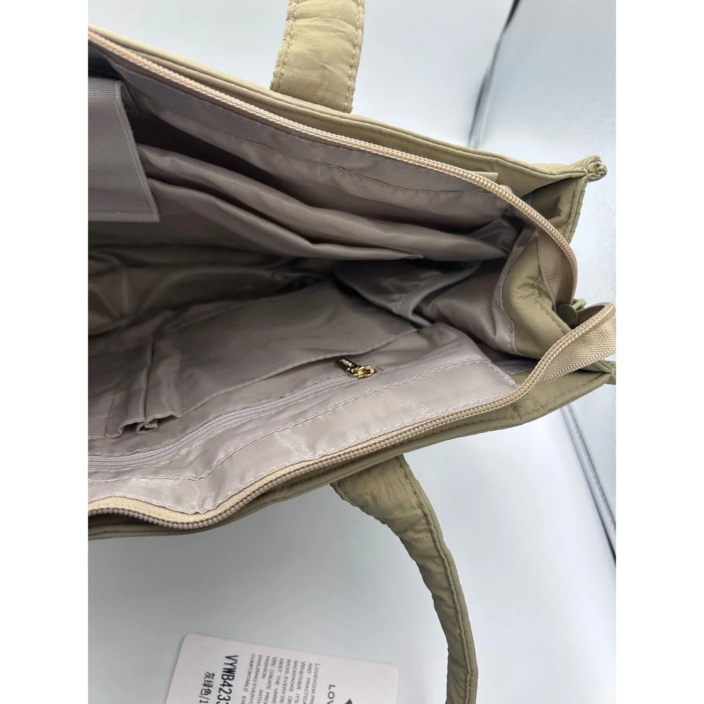 LOVEVOOK Quilted Laptop Tote Bag Olive Green 15.6 Inch Work Bag NWT